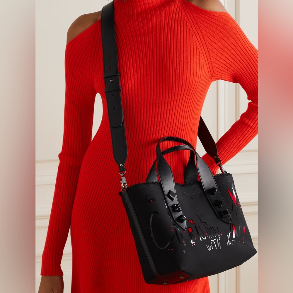 NWT Christian Louboutin Small Frangibus Print Canvas Tote Bag